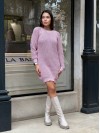 В'язана сукня міні пудрового кольору 30236