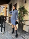 В'язана сукня з горловиною сiрого кольору 30210