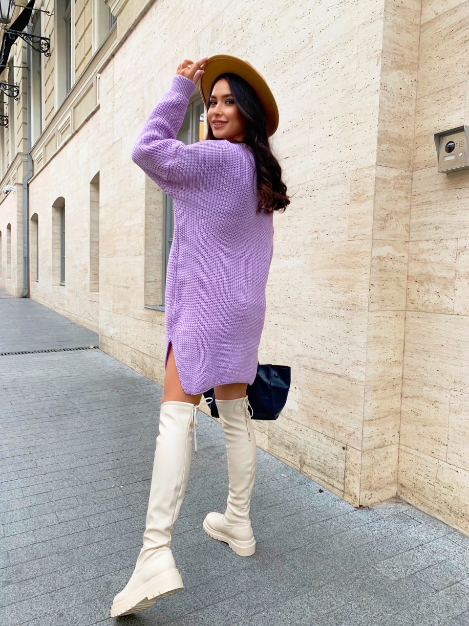 В'язана сукня-туніка лавандового кольору 29942