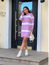 Вязаное платье в полоску сиреневого цвета 29895