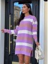 Вязаное платье в полоску сиреневого цвета 29895