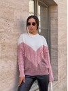 В'язаний жіночий светр з горлом пудрового кольору 29889