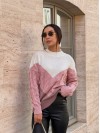 В'язаний жіночий светр з горлом пудрового кольору 29889