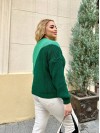 В'язаний жіночий светр зеленого кольору 29902