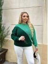 В'язаний жіночий светр зеленого кольору 29902