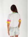 Жіноча яскрава футболка з написом бiлого кольору 33300