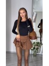 Замшева міні спідниця-шорти кавового кольору 31436