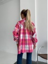Женская байковая рубашка в клетку розового цвета 29292