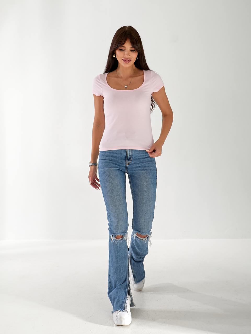 Жіноча базова футболка рожевого кольору 33326