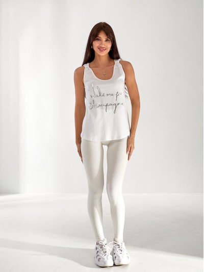 Майка базова жіноча з написом бiлого кольору 33470