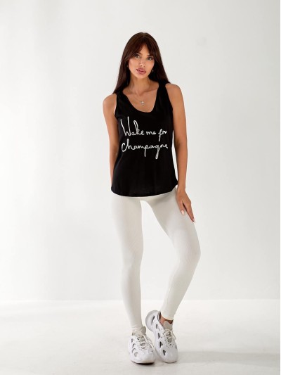 Майка базова жіноча з написом чорного кольору 33454