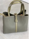 Жіноча брутальна сумка шопер із еко-шкіри сiрого кольору 32496