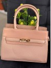 Жіноча дiлова сумка з пористої еко-шкіри пудрового кольору 32072