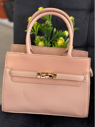 Жіноча дiлова сумка з пористої еко-шкіри пудрового кольору 32072