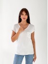 Жіноча футболка з блискітками та кишенею білого кольору 33239