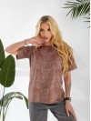 Жіноча футболка з ефектом вареного кавового кольору 32870
