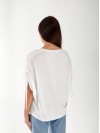 Жіноча футболка з паєтками бiлого кольору 33296