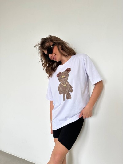 Жіноча футболка з принтом білого кольору 28852