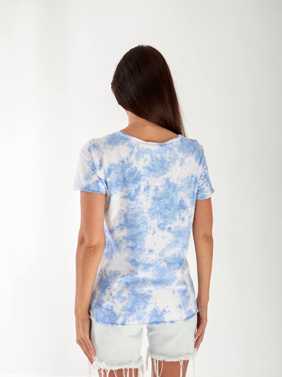 Жіноча футболка тай-дай блакитного кольору 33298