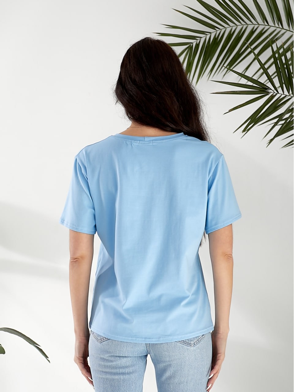 Жіноча футболка з малюнком блакитного кольору 32551