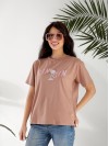 Жіноча футболка з малюнком кавового кольору 32552