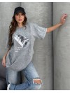 Жіноча футболка з малюнком сiрого кольору 33073