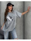 Жіноча футболка з малюнком сiрого кольору 33073