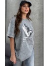 Жіноча футболка з малюнком сiрого кольору 33073