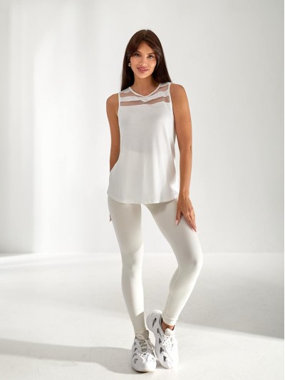 Жіноча футболка з сіткою білого кольору 33467