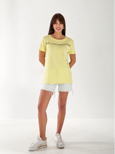 Жіноча футболка з візерунками жовтого кольору 33471