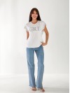 Жіноча футболка зi стразами бiлого кольору 33261