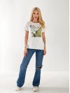 Жіноча бавовняна футболка з паєтками білого кольору 33504