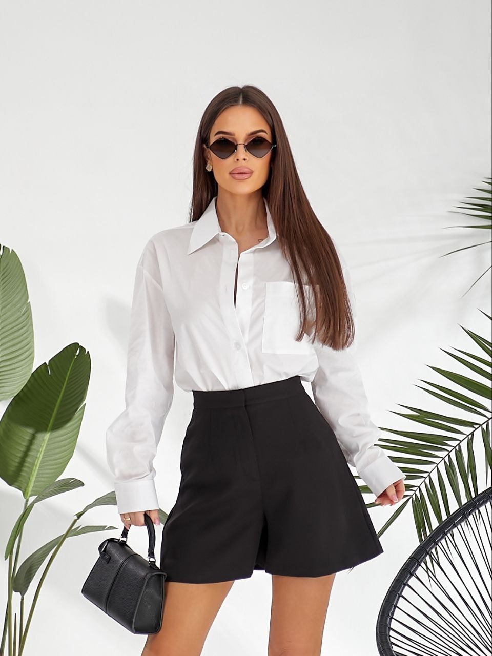 Жіноча бавовняна сорочка бiлого кольору 32416