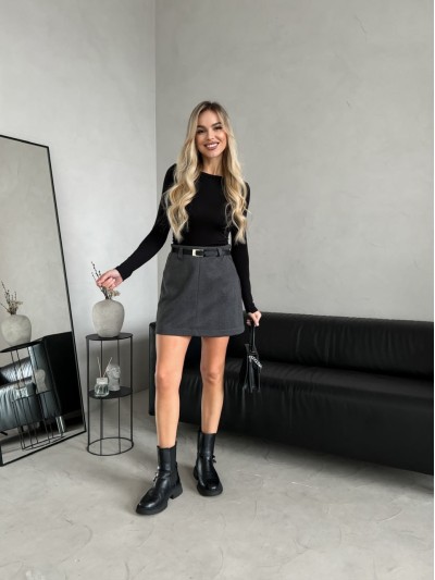 Жіноча спідниця кашемірова графітового кольору 30220