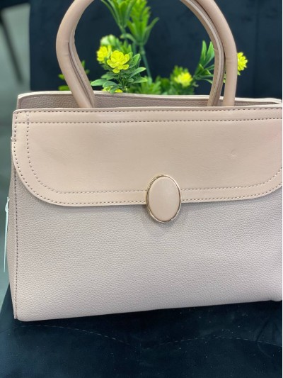 Жіноча класична сумка з еко-шкіри пудрового кольору 32239