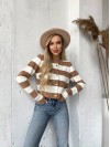 Жіноча кофта на гудзиках у кавову смужку білого кольору 29587