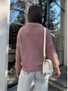 Женская кофта с отложенным воротником пудрового цвета 29956