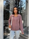 Женская кофта с отложенным воротником пудрового цвета 29956
