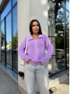 Женская кофта с отложенным воротником сиреневого цвета 29957