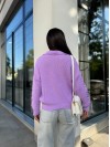 Женская кофта с отложенным воротником сиреневого цвета 29957