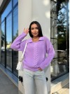 Женская кофта с отложенным воротником сиреневого цвета 29957