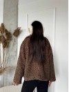 Женская короткая шуба из букле коричневого цвета 29808