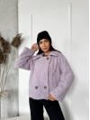 Жіноча коротка шуба з букле лiлового кольору 29809