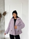 Жіноча коротка шуба з букле лiлового кольору 29809