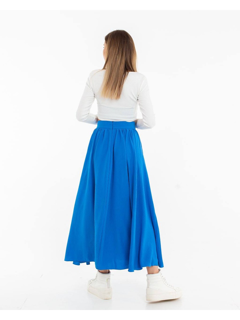 Жіноча легка спідниця міді синього кольору 32132