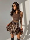 Жіноча легка спідниця міні леопард коричневого кольору 31762