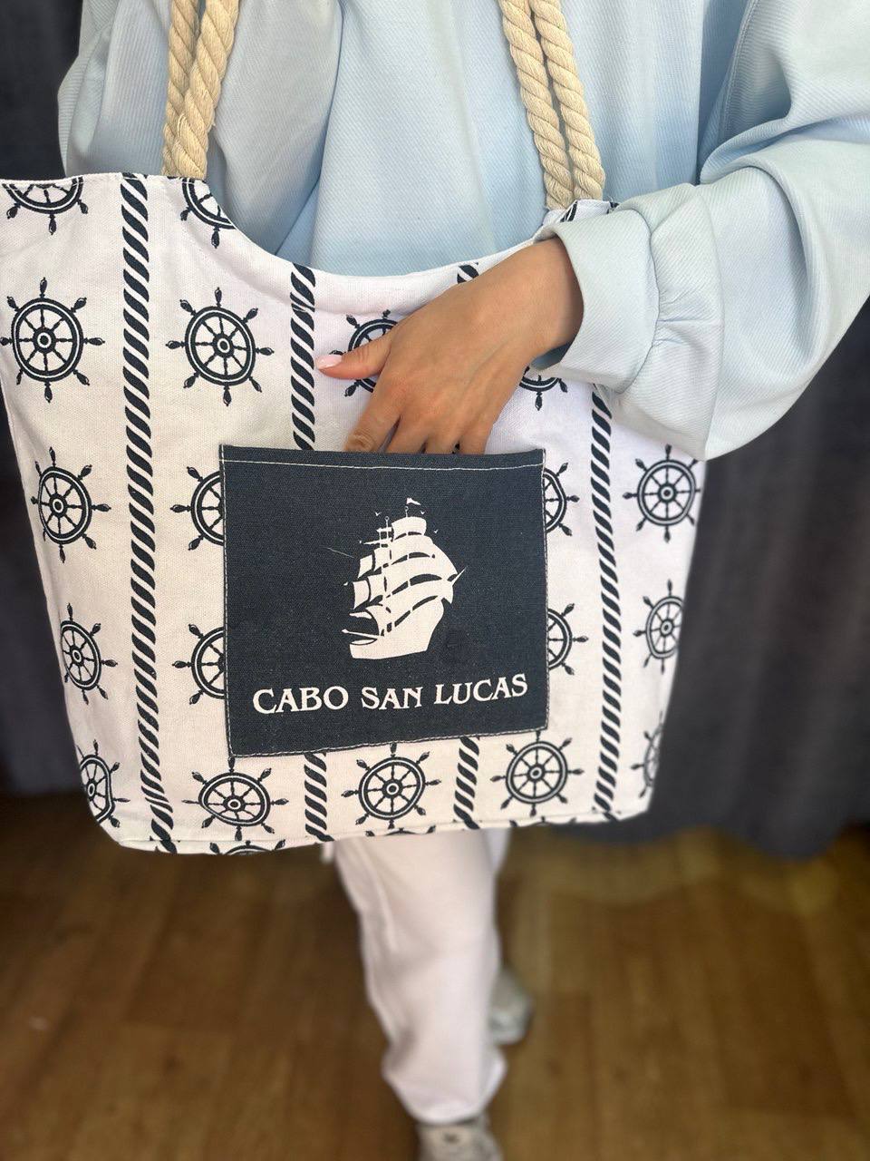 Женская пляжная сумка молочного цвета 32749