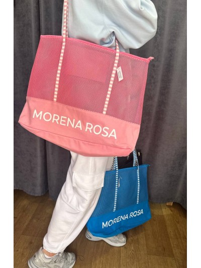 Женская пляжная сумка сетка розового цвета 32755