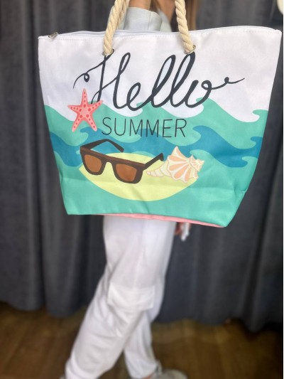 Женская пляжная сумка зеленого цвета 32752