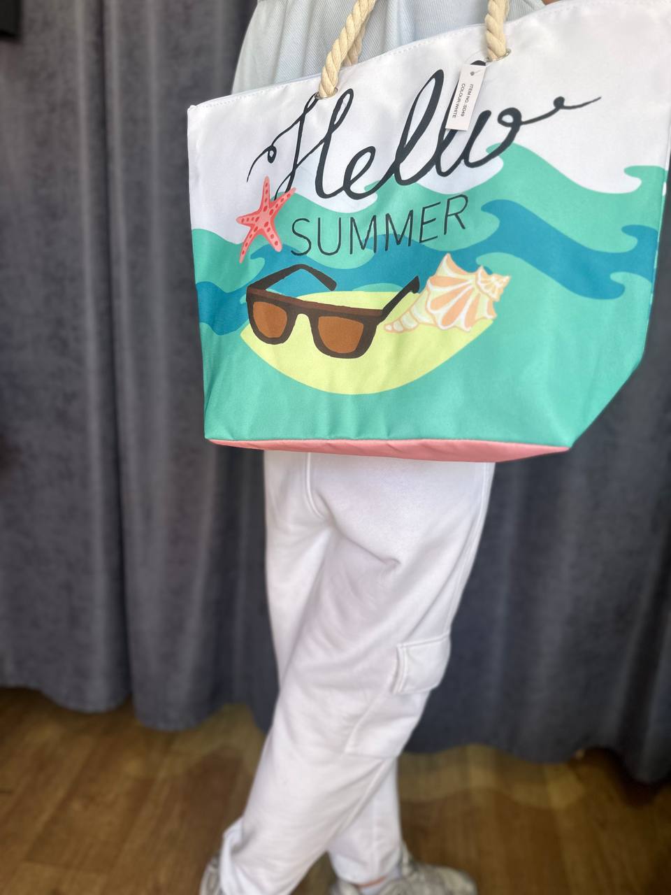 Женская пляжная сумка зеленого цвета 32752